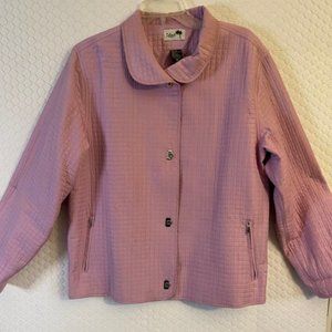 Island Republic Silk Pink Quilted Jacket - Lined, Zip Pockets- Size 14